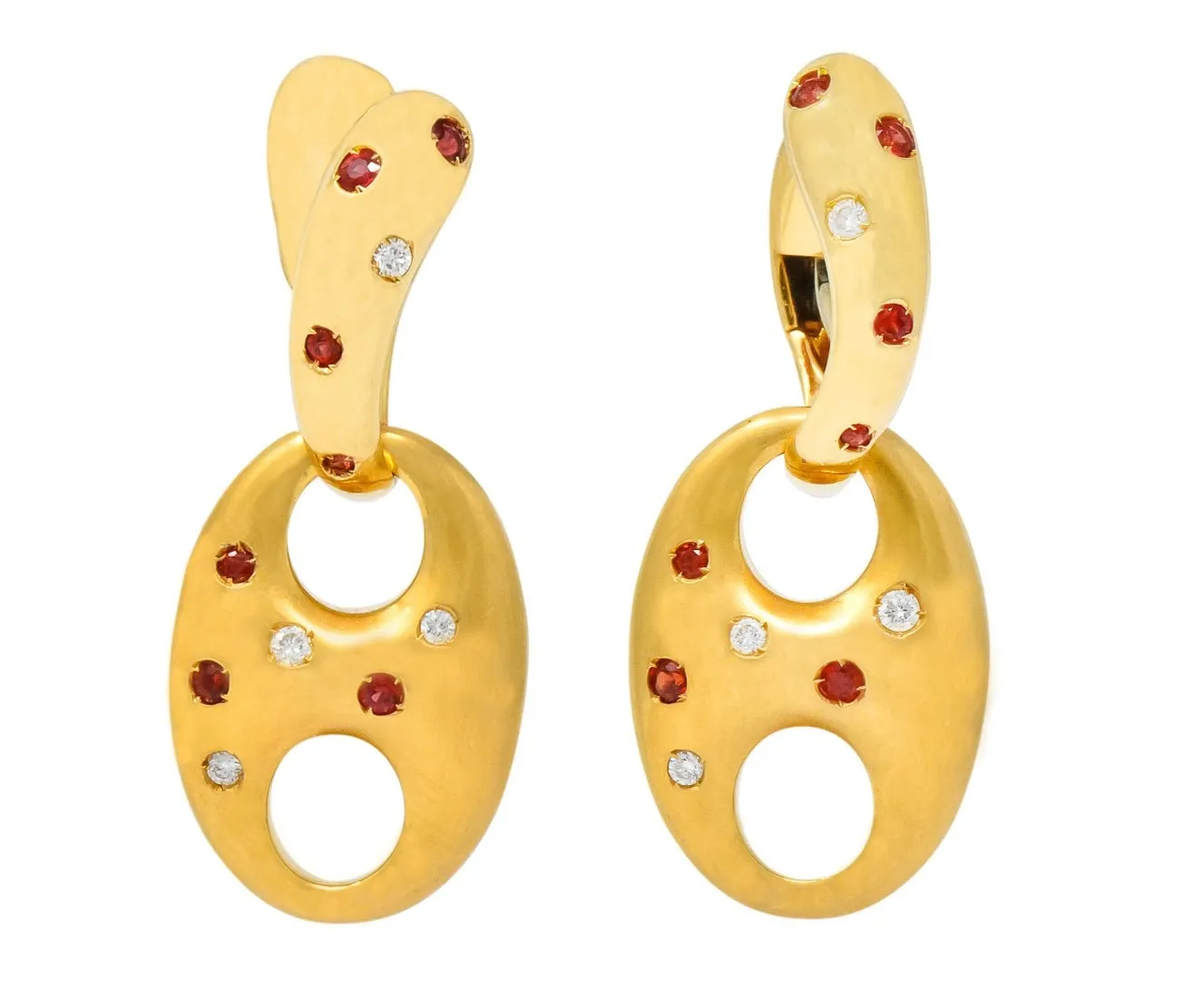 Valente Milano Diamond Ruby 18 Karat Gold Italian Earrings