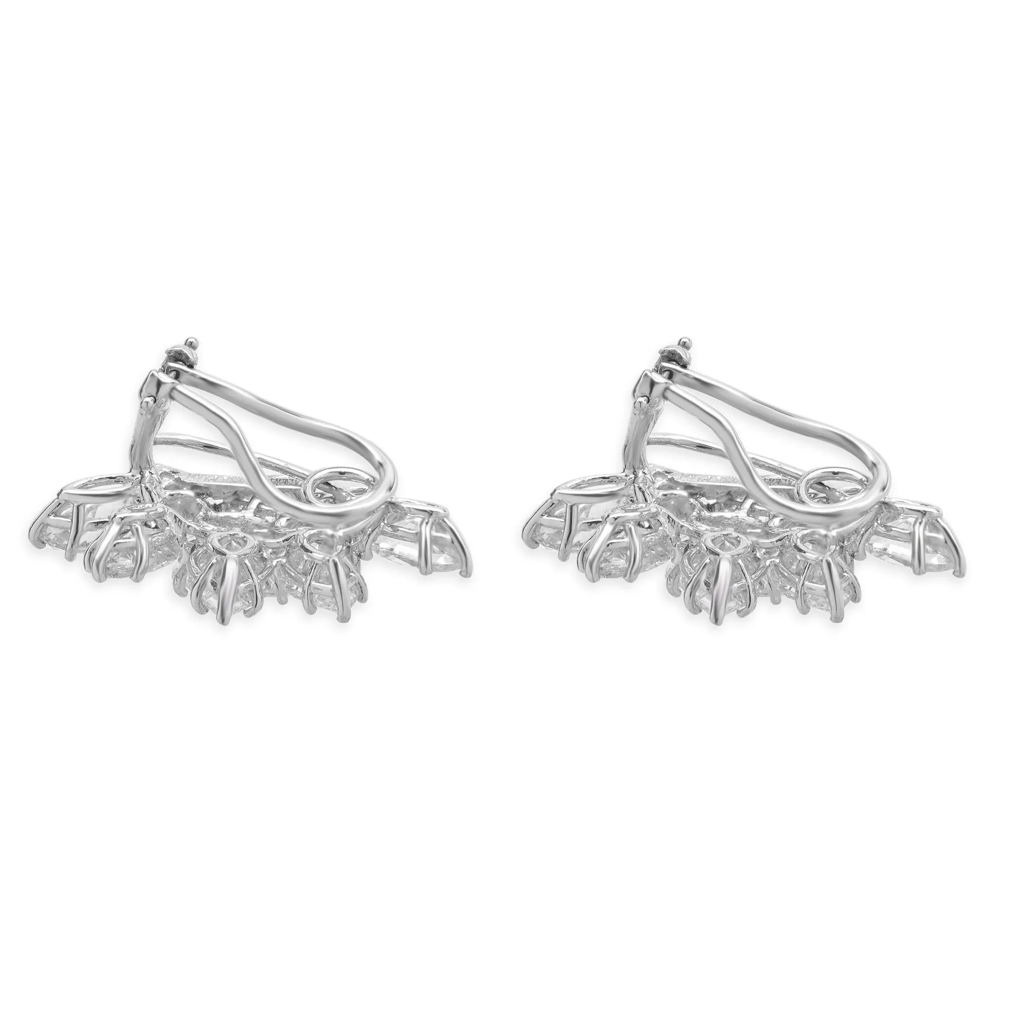 Valenti Magro Paltinum Pear and Marquise Cut Diamond Cluster Earrings