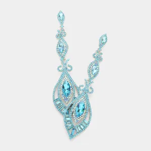 Victorian Aqua Crystal Statement Pageant Earrings | 593245