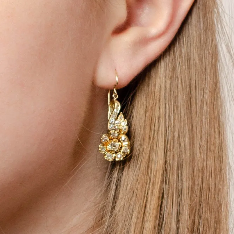 Victorian Diamond Conversion Earrings of 14k Gold