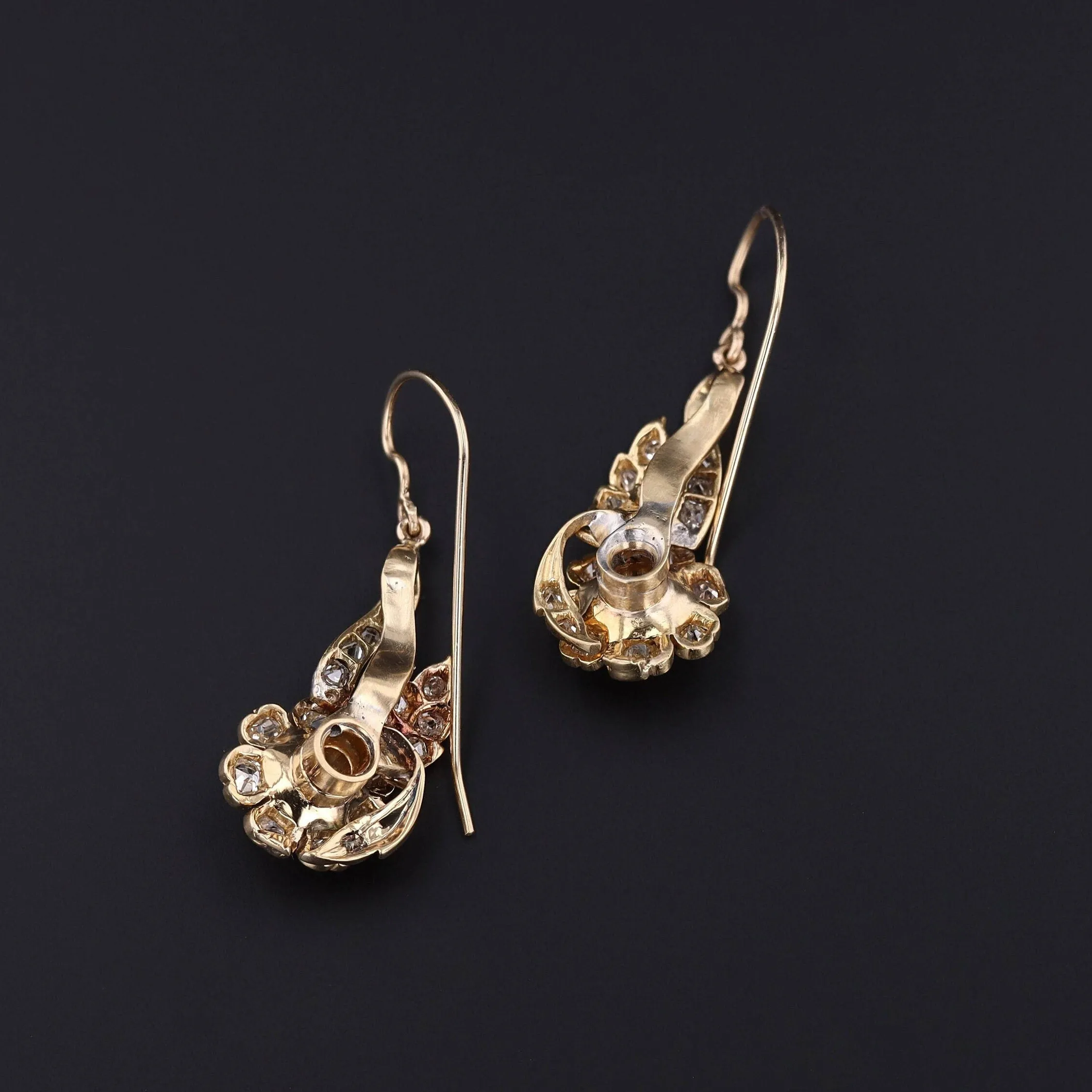 Victorian Diamond Conversion Earrings of 14k Gold