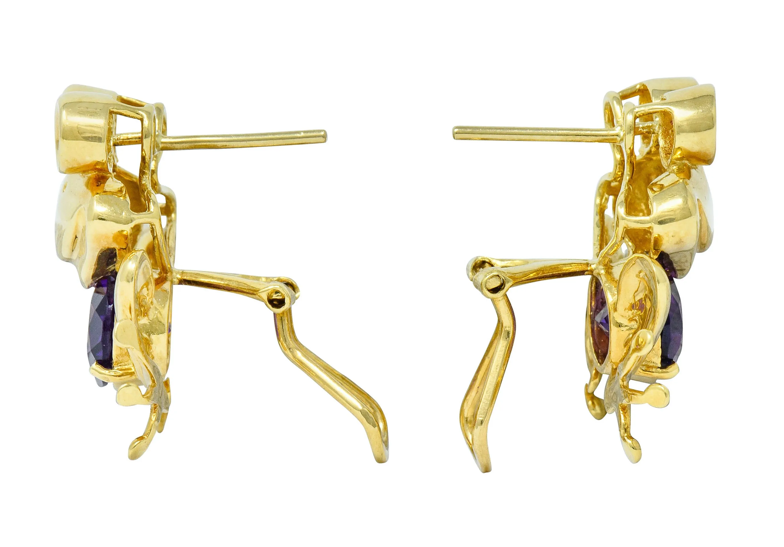 Vintage Amethyst 18 Karat Gold Frog Earrings Circa 1960s