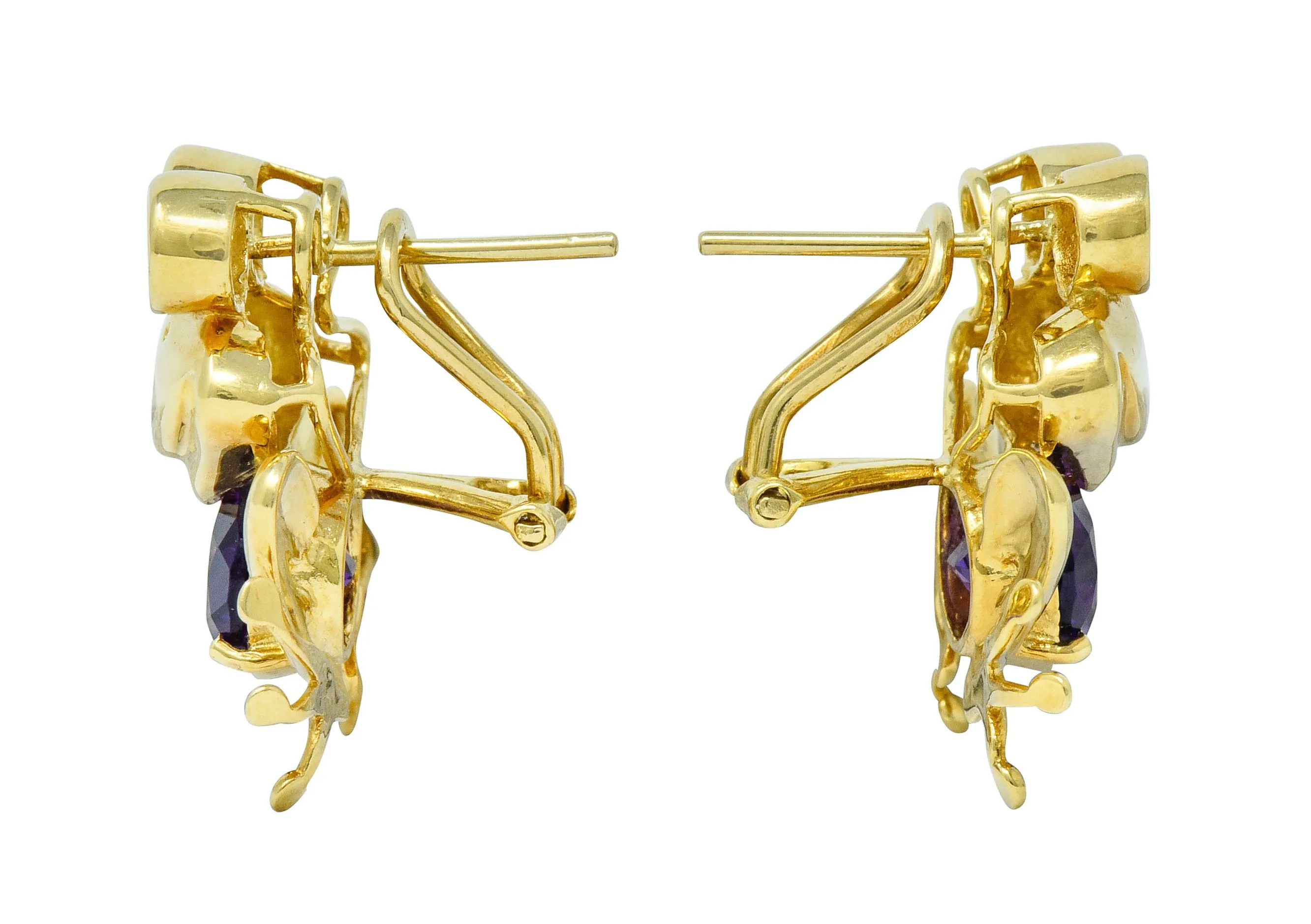 Vintage Amethyst 18 Karat Gold Frog Earrings Circa 1960s