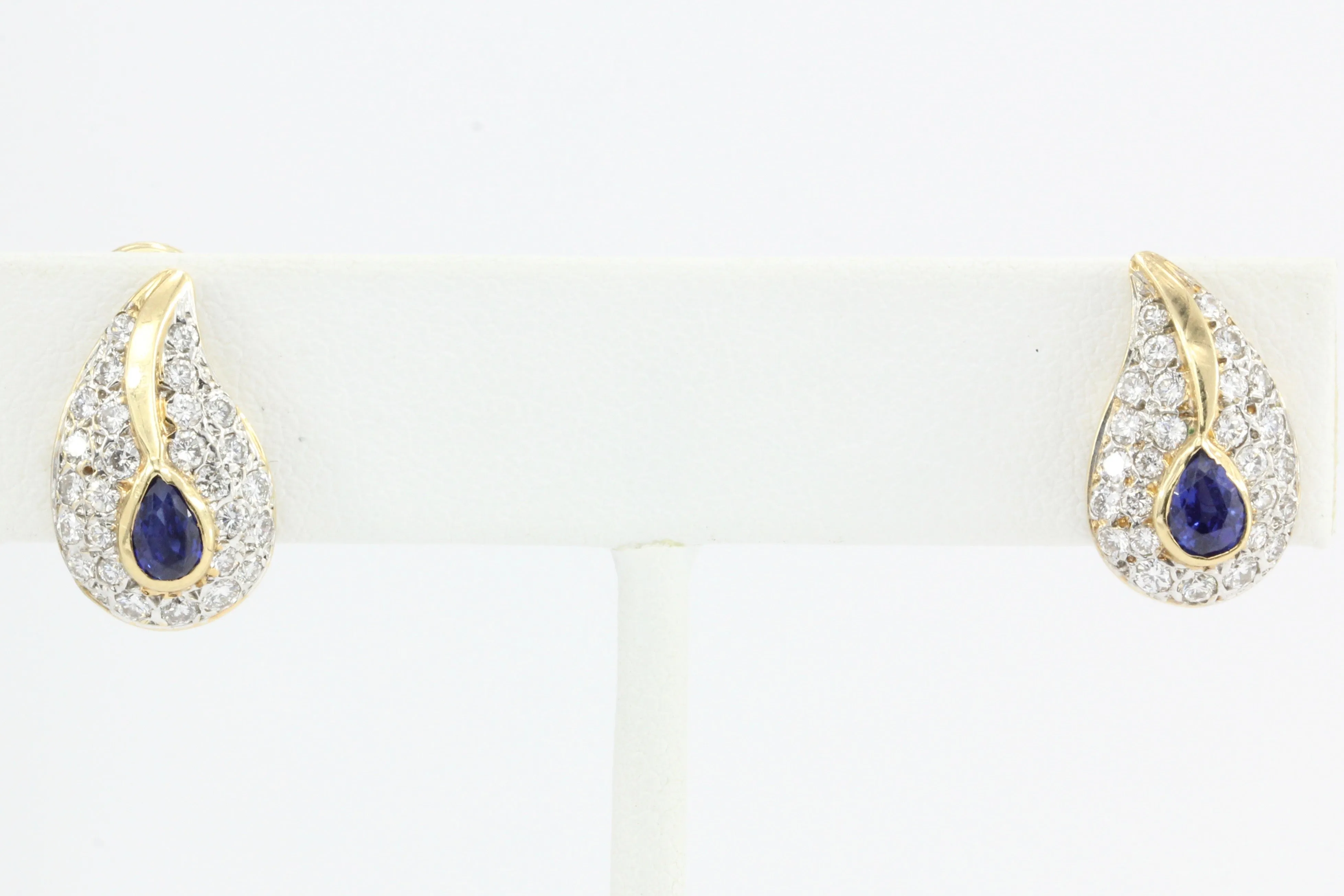 Vintage Black Starr & Frost 14K Sapphire Diamond Earrings  c.1970's