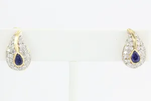 Vintage Black Starr & Frost 14K Sapphire Diamond Earrings  c.1970's