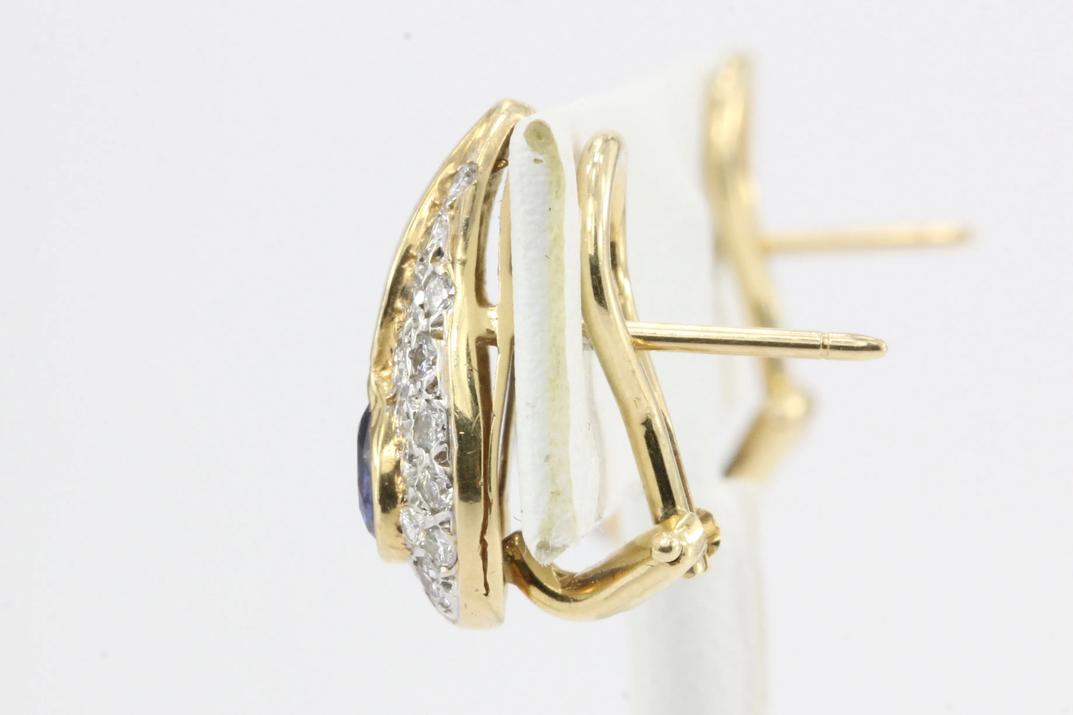 Vintage Black Starr & Frost 14K Sapphire Diamond Earrings  c.1970's