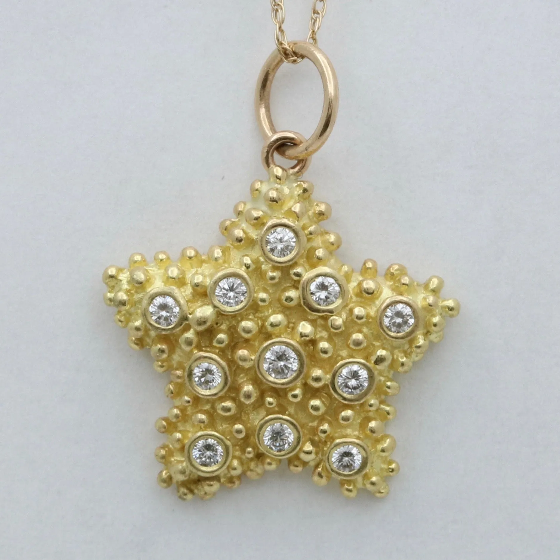 Vintage Diamond and 18K Gold Starfish Charm