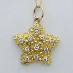 Vintage Diamond and 18K Gold Starfish Charm