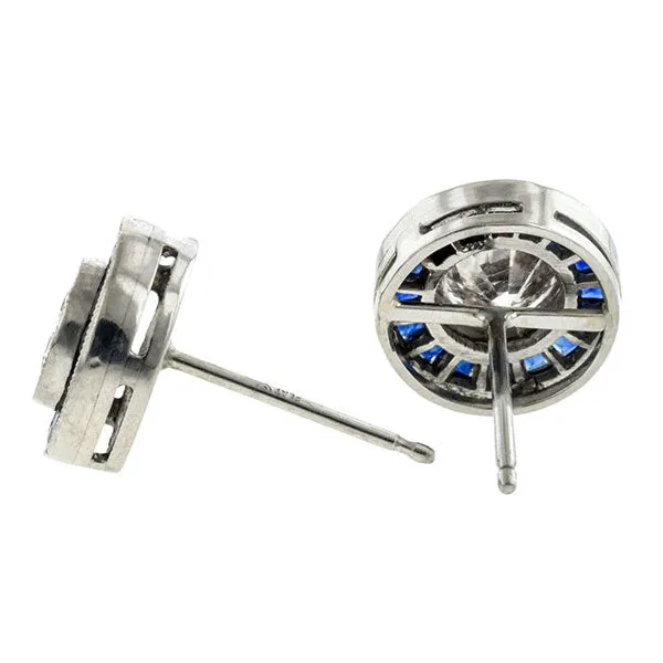 Vintage Diamond and Sapphire Target Earrings