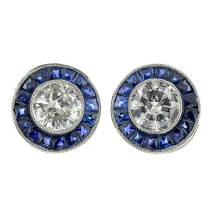 Vintage Diamond and Sapphire Target Earrings