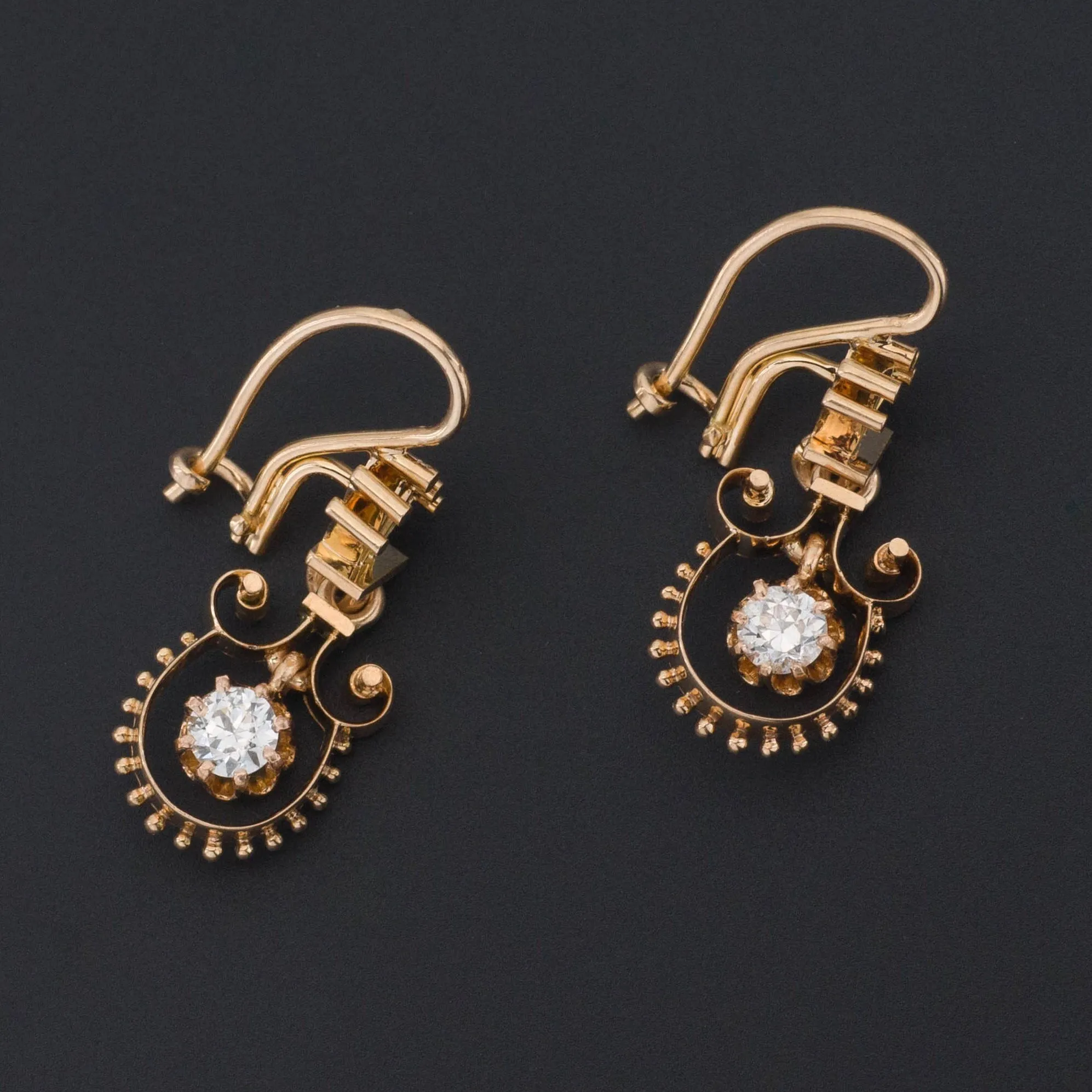 Vintage Diamond Earrings | Diamond Dangle Earrings