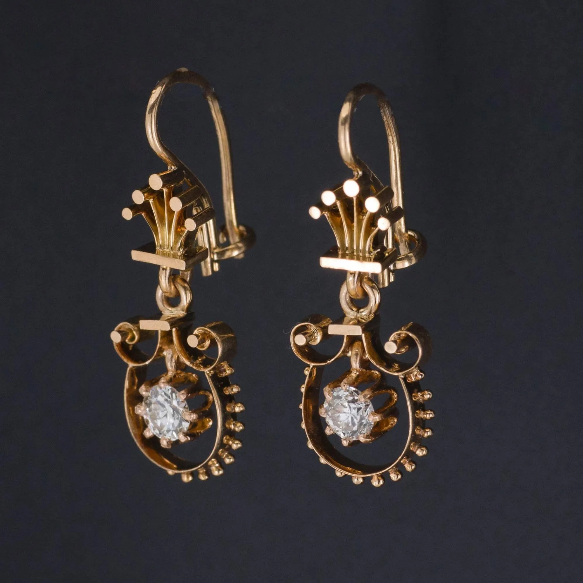Vintage Diamond Earrings | Diamond Dangle Earrings