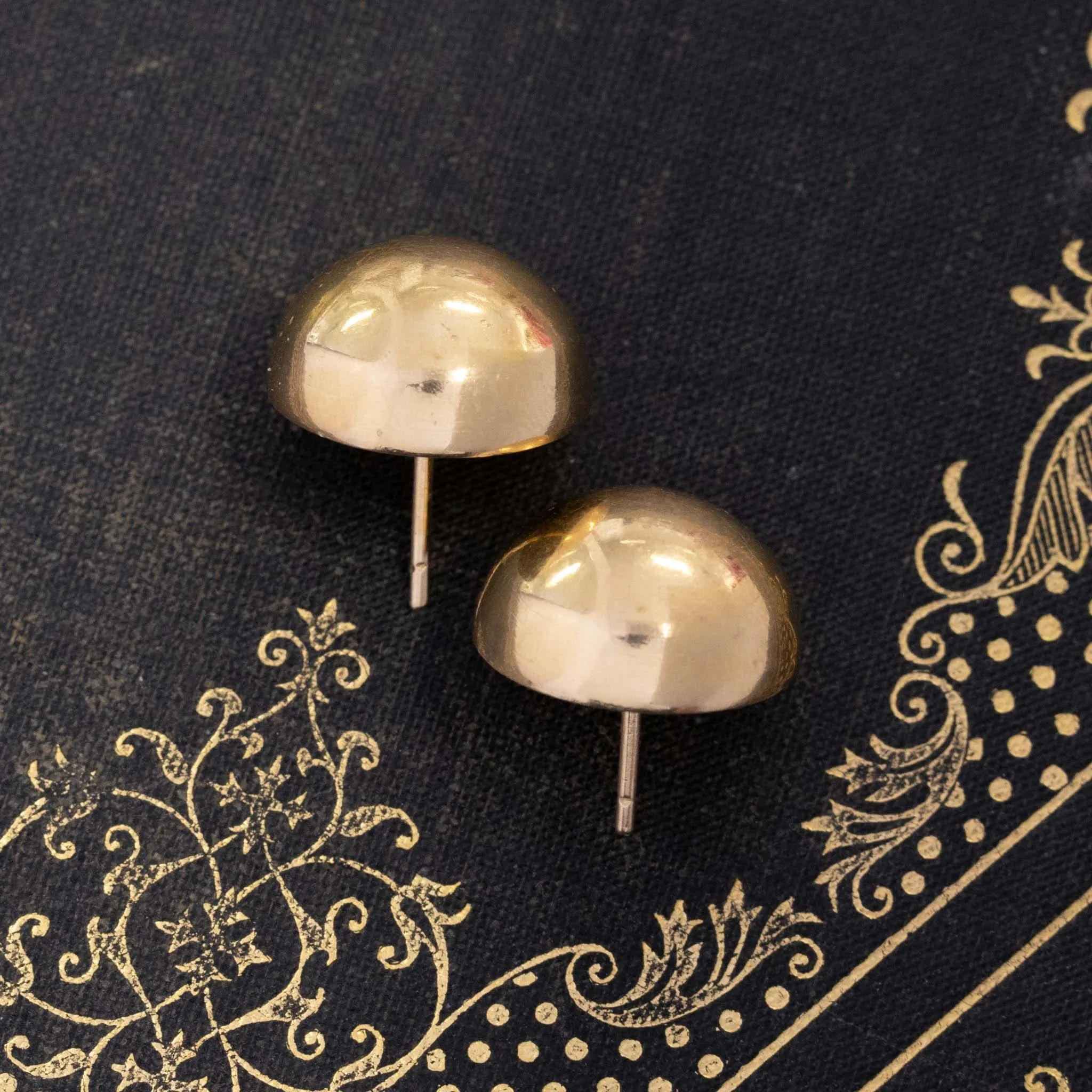 Vintage Gold Button Stud Earrings