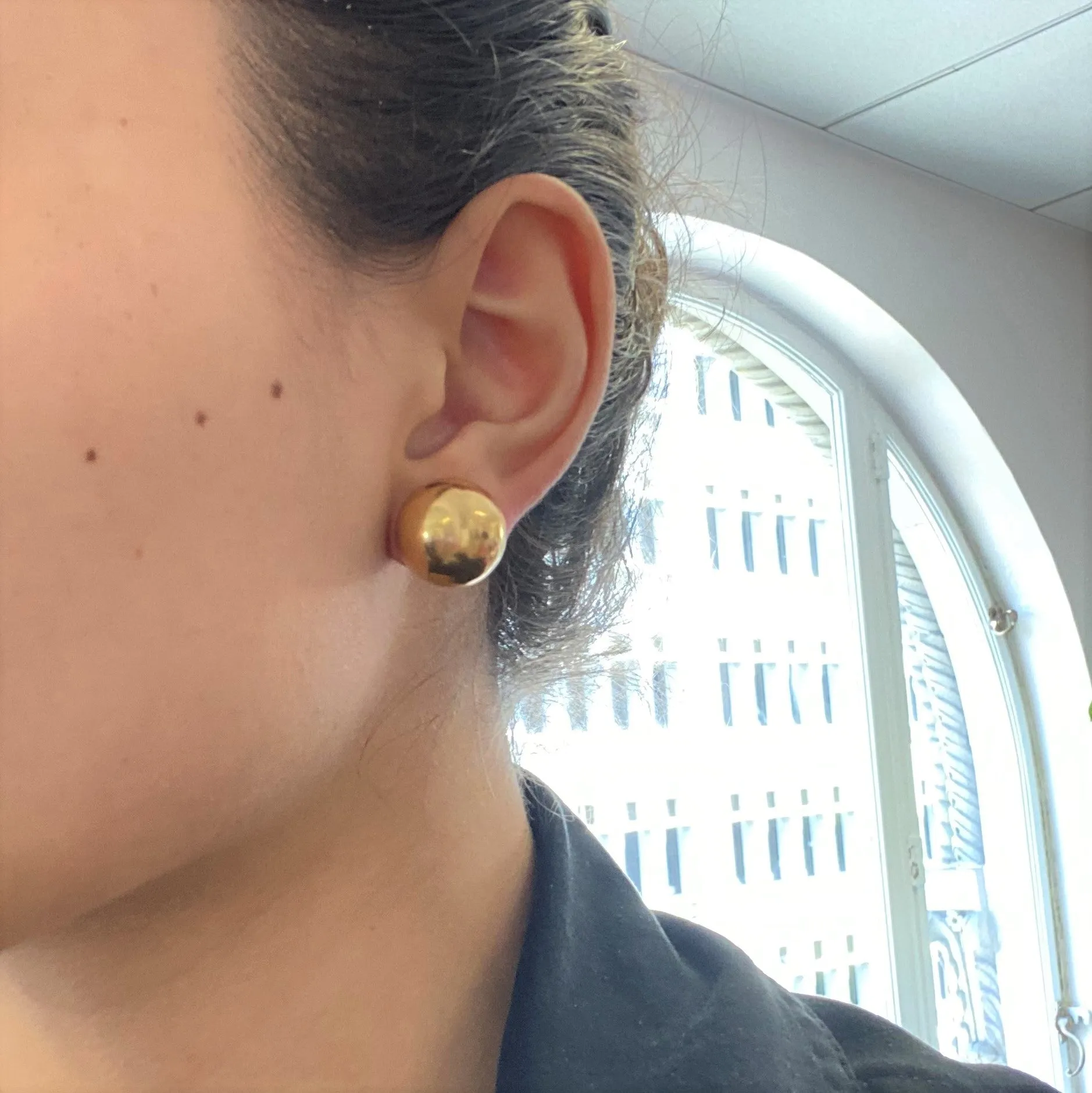 Vintage Gold Button Stud Earrings
