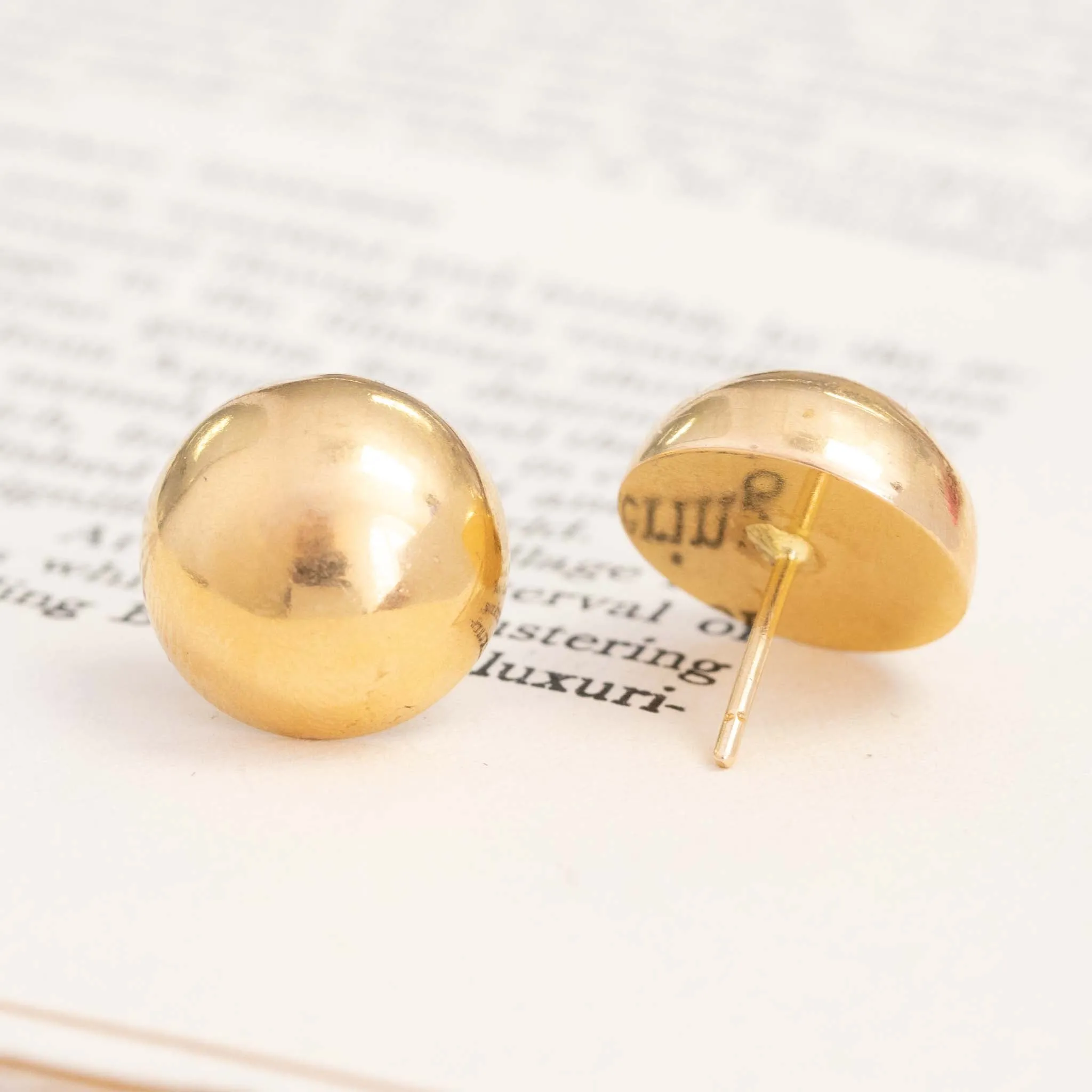 Vintage Gold Button Stud Earrings