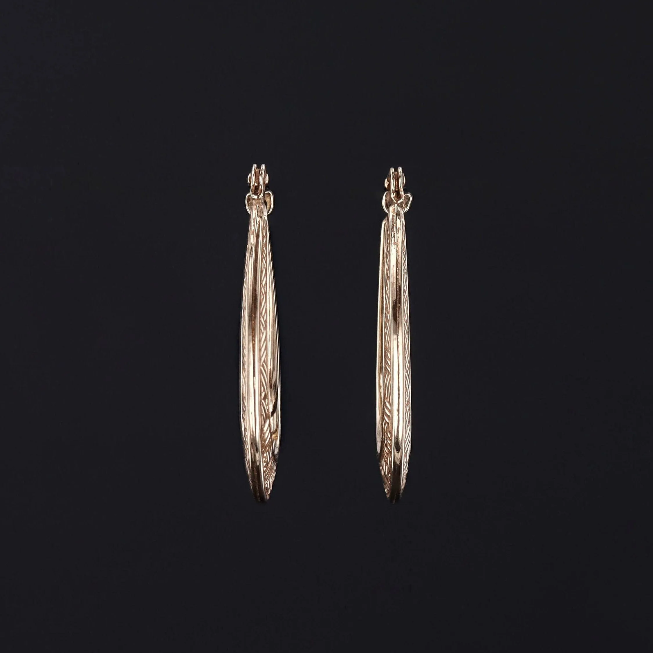 Vintage Hoop Earrings of Textured 10k Gold