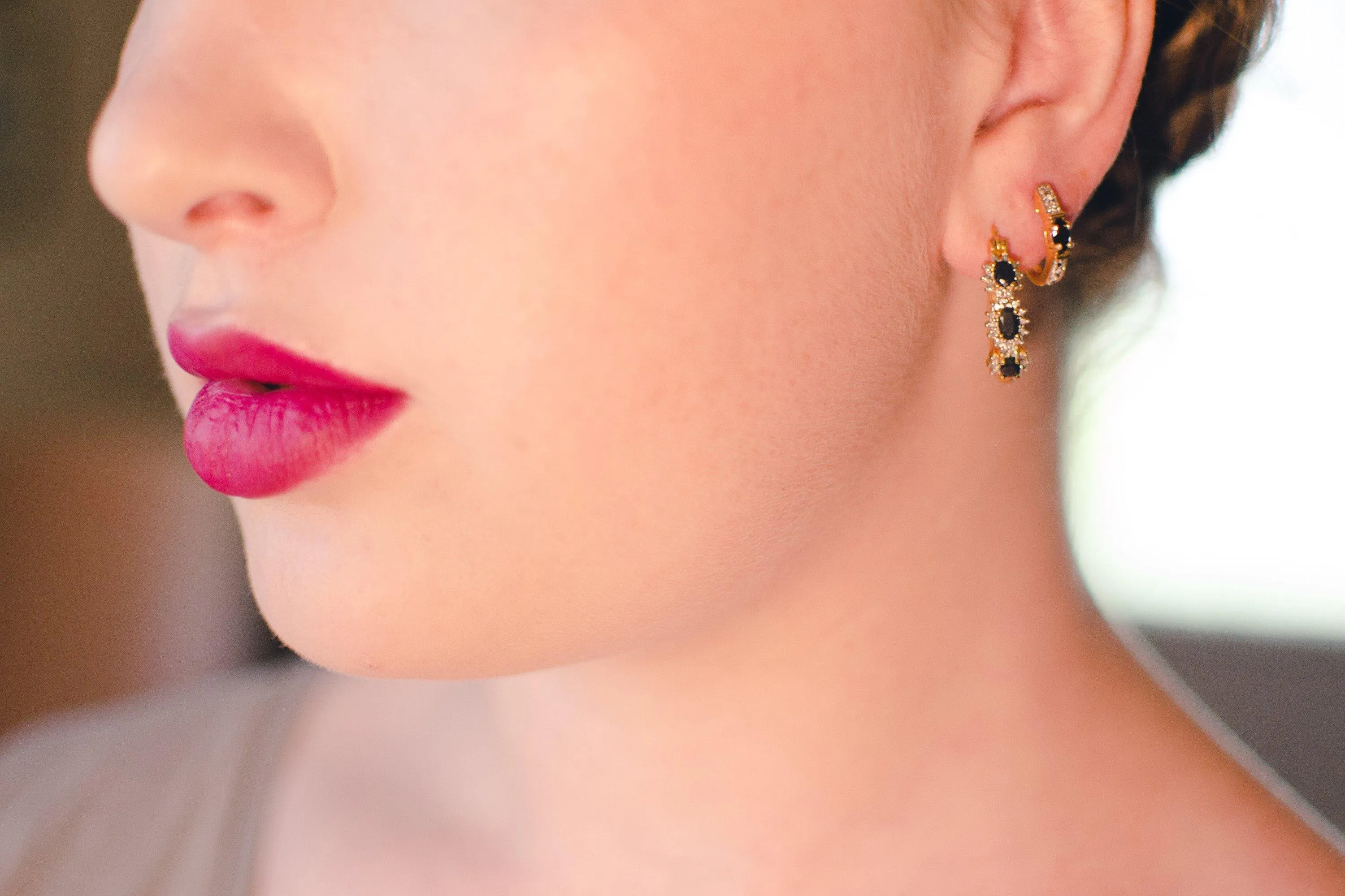 Vintage Sapphire and Miligrain Accent Half Hoop 18kt Gold Over Sterling Silver Pierced Earrings