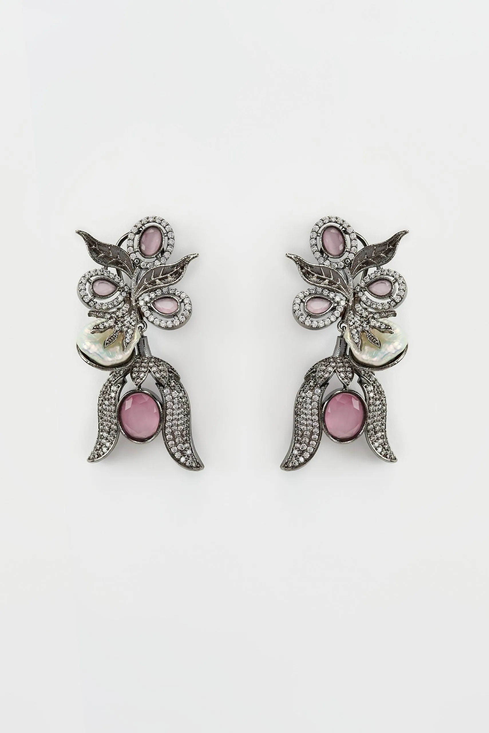 vivinia BY VIDHI MEHRA Zia Silver Plated Pink Kundan, Polki Womens Pair of Danglers Earrings (Freesize)