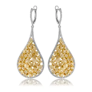 White & Yellow Gold Diamond &  Fancy Cut Yellow Diamond Earrings