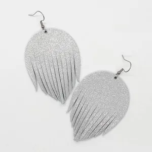 White Glitter Leather Fringies
