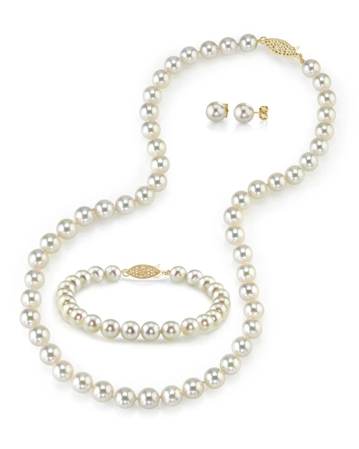 White Japanese Akoya Pearl 3-Piece Jewelry Set, 6.0-6.5mm