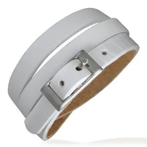White Leather Tri Buckle