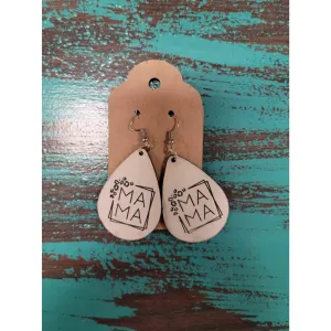 White Marble Mama Leather Earrings