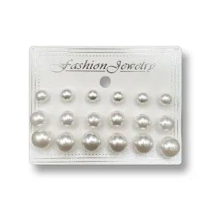White Pearl Earring Set (9 Pairs)