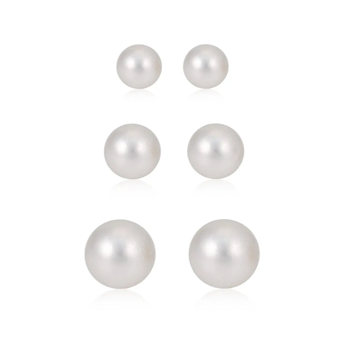 WHITE PEARL SET OF 3 SILVER STUD EARRINGS #HNE86599SLWT (GB18)