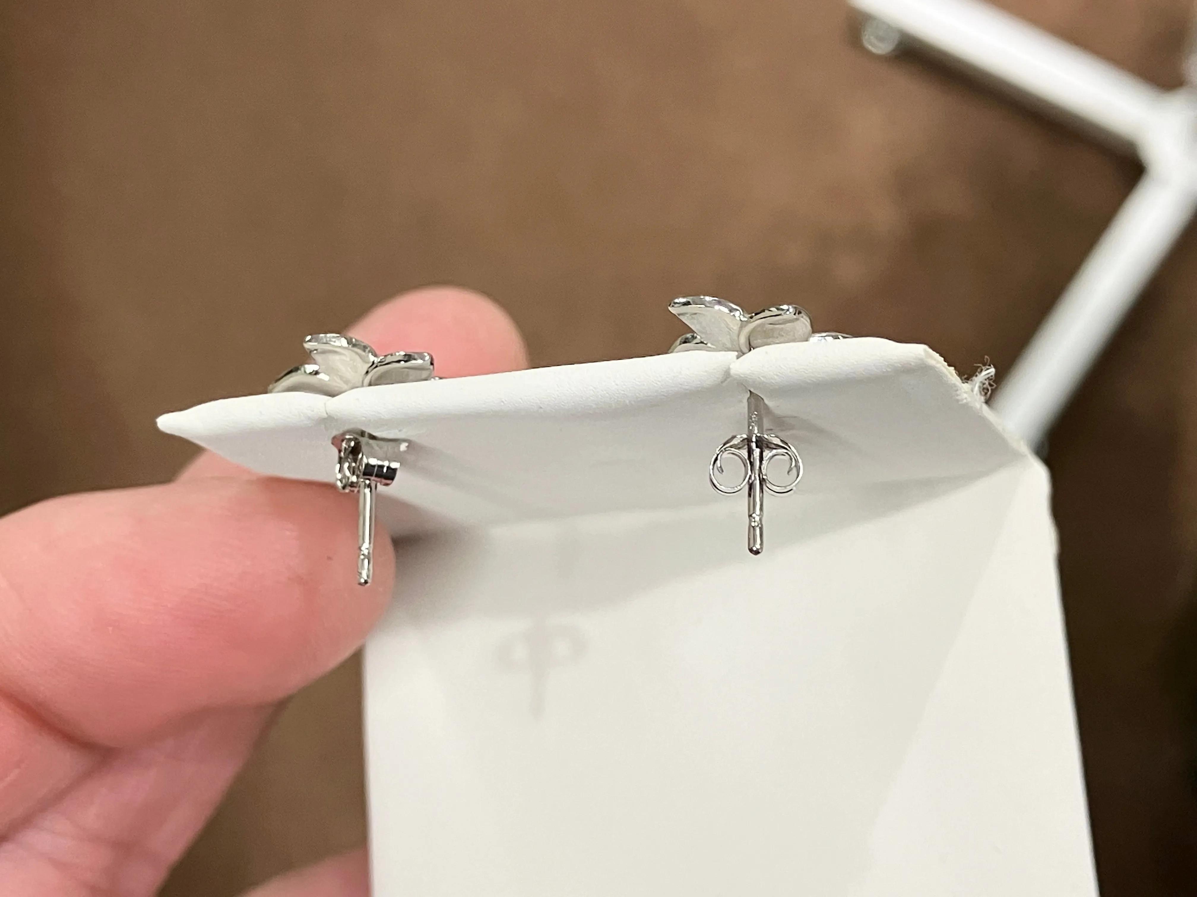 White Stephanotis Flower Earrings With White Sapphire