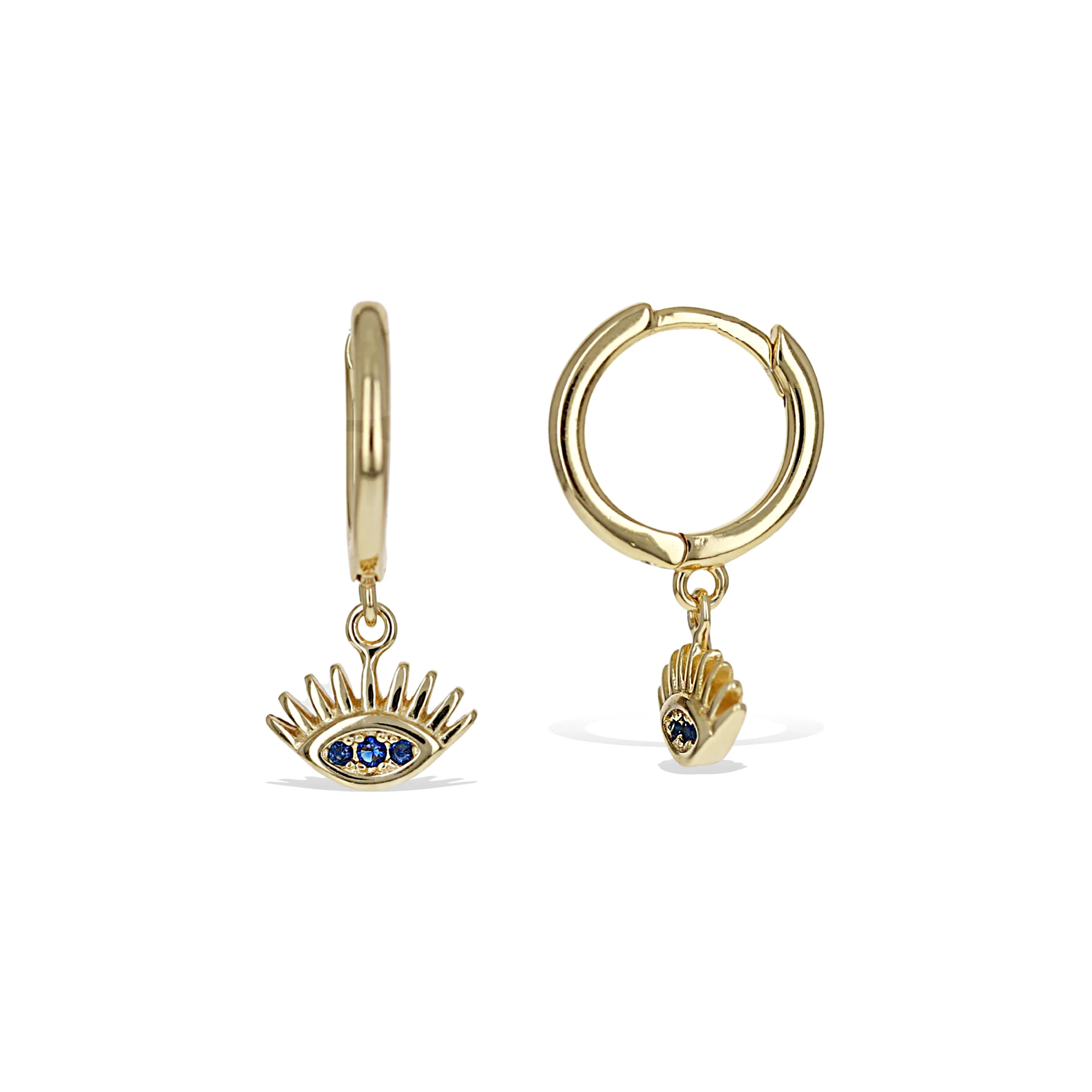 Wide-Eyed Charm Huggie Hoops