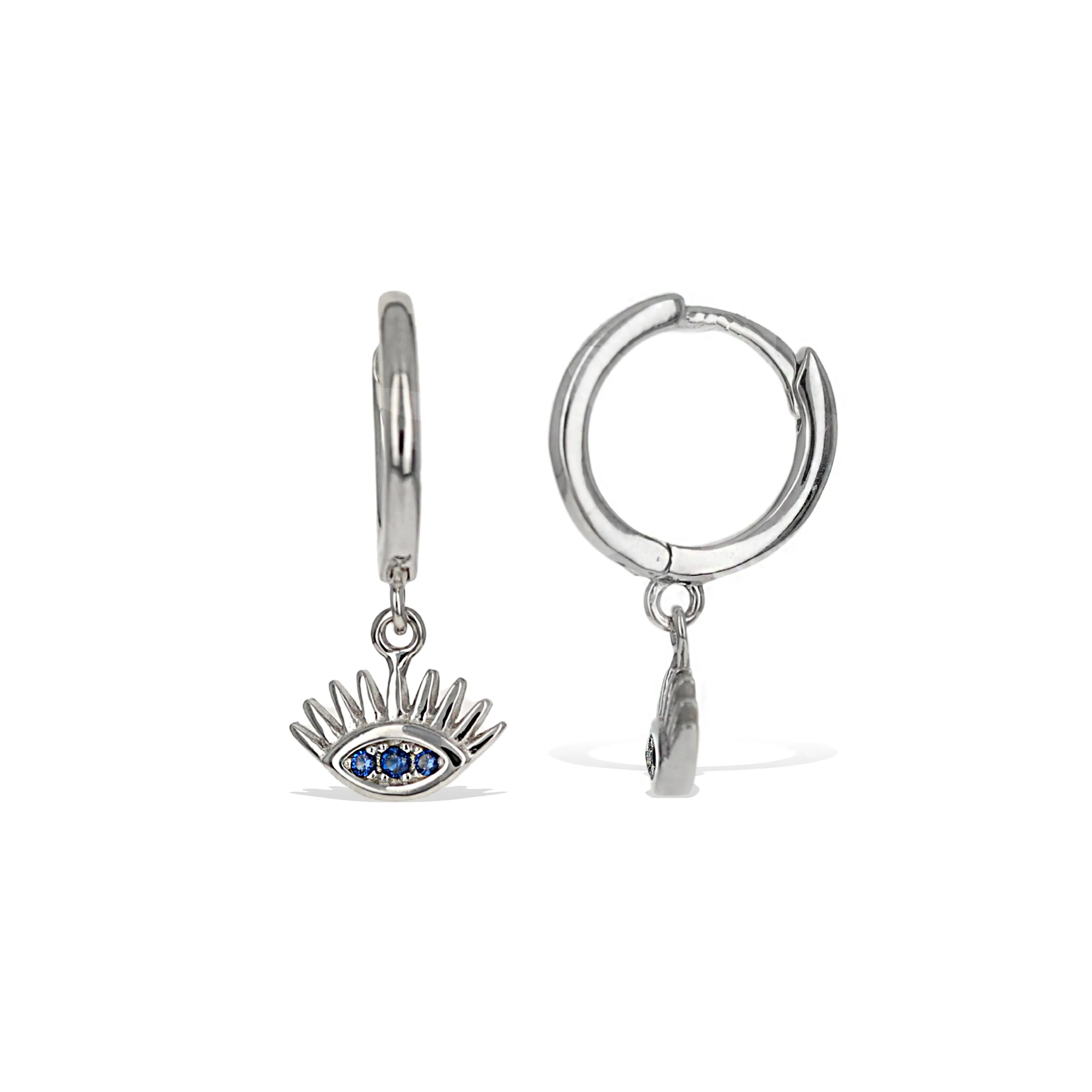 Wide-Eyed Charm Huggie Hoops