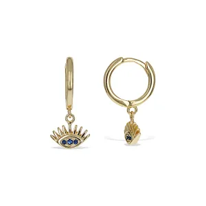 Wide-Eyed Charm Huggie Hoops