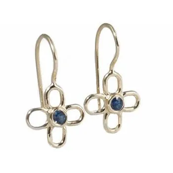 Wire Flower With Sapphire Earrings