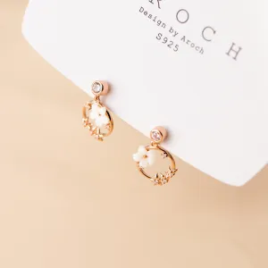 Wreath Flower Dangle Stud Earrings-SS081