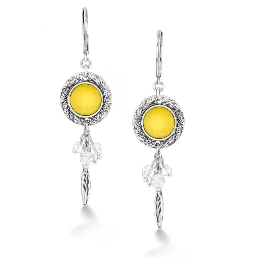 YELLOW CRYSTAL DROP EARRINGS #194WH3301 (4E1)