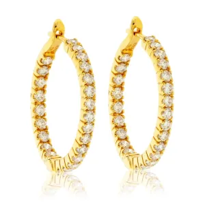 Yellow Gold 2.13 Carat Inside Out Diamond Hoop Earrings