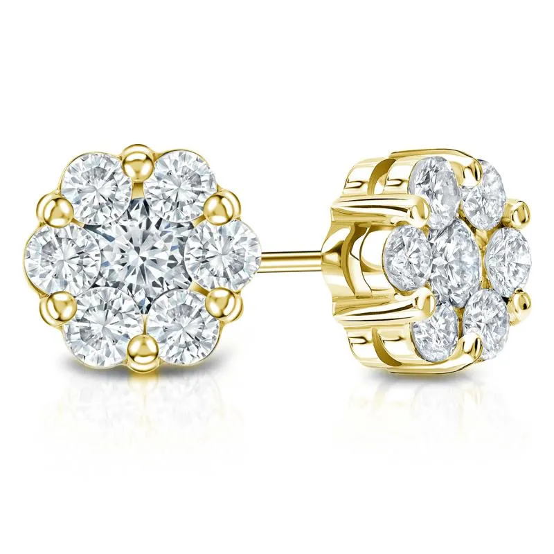 Yellow Gold Fancy Diamond Stud Earrings| 0.75Carat Total Weight