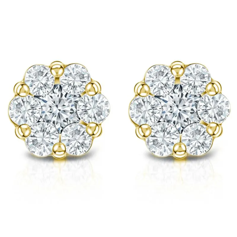 Yellow Gold Fancy Diamond Stud Earrings| 0.75Carat Total Weight