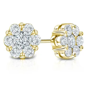 Yellow Gold Fancy Diamond Stud Earrings| 0.75Carat Total Weight