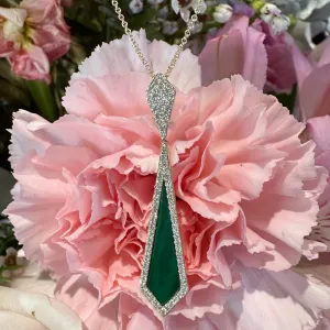 Zeghani Malachite Diamond Pendant 14K Yellow Gold Necklace ZP1384