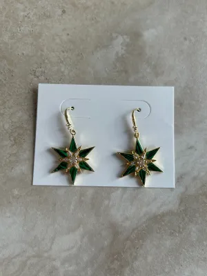 Zenska Green Star Earrings